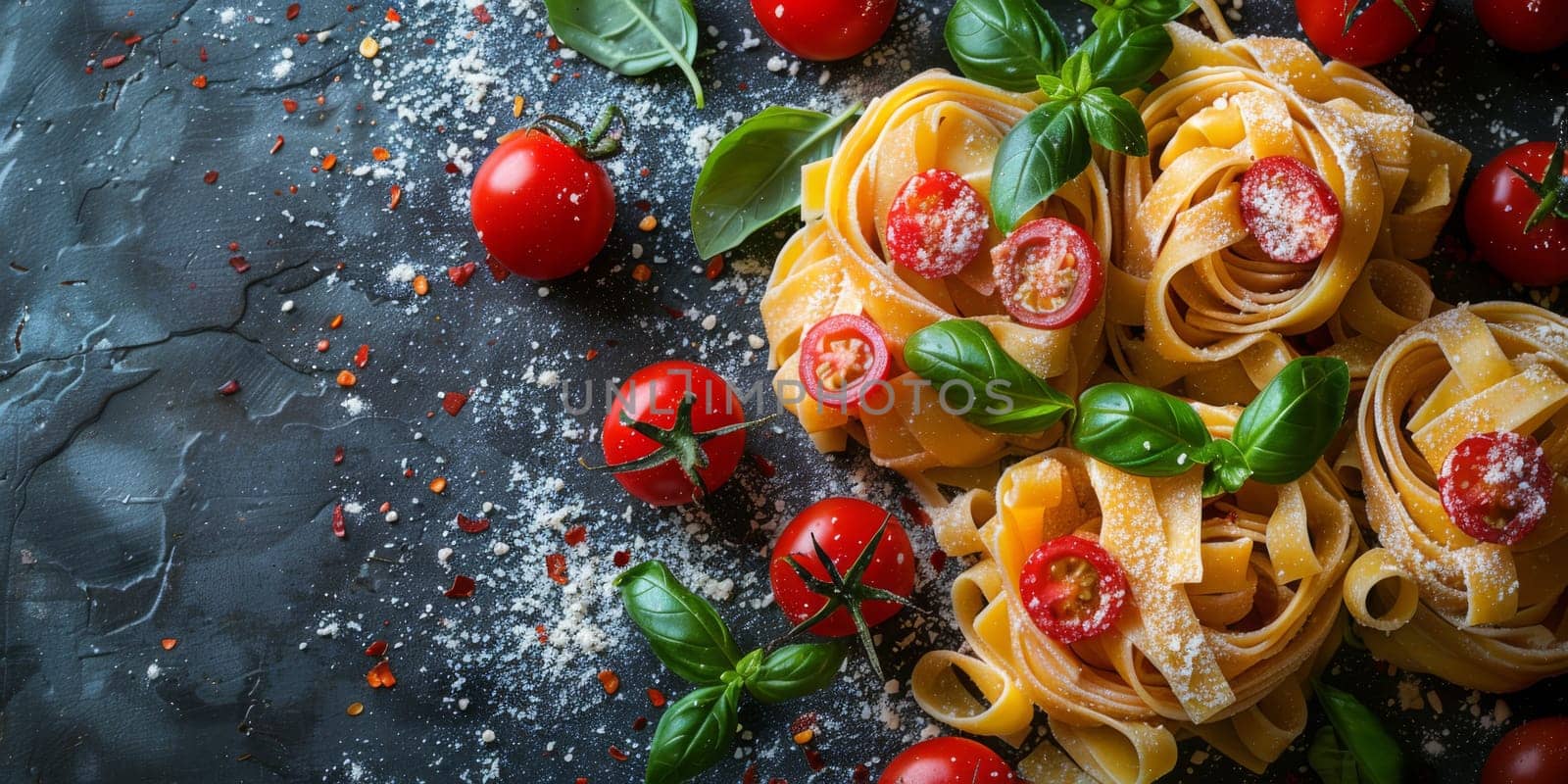 Classic Pasta on kitchen background. Diet and food concept