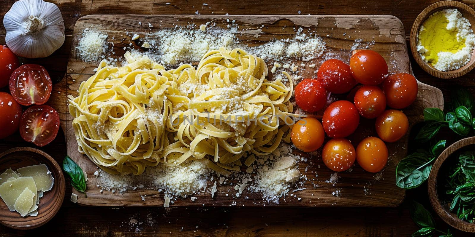 Classic Pasta on kitchen background. Diet and food concept. by Benzoix