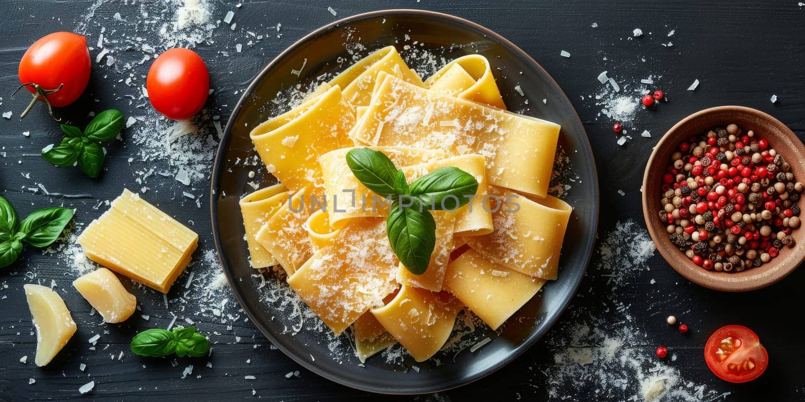 Classic Pasta on kitchen background. Diet and food concept