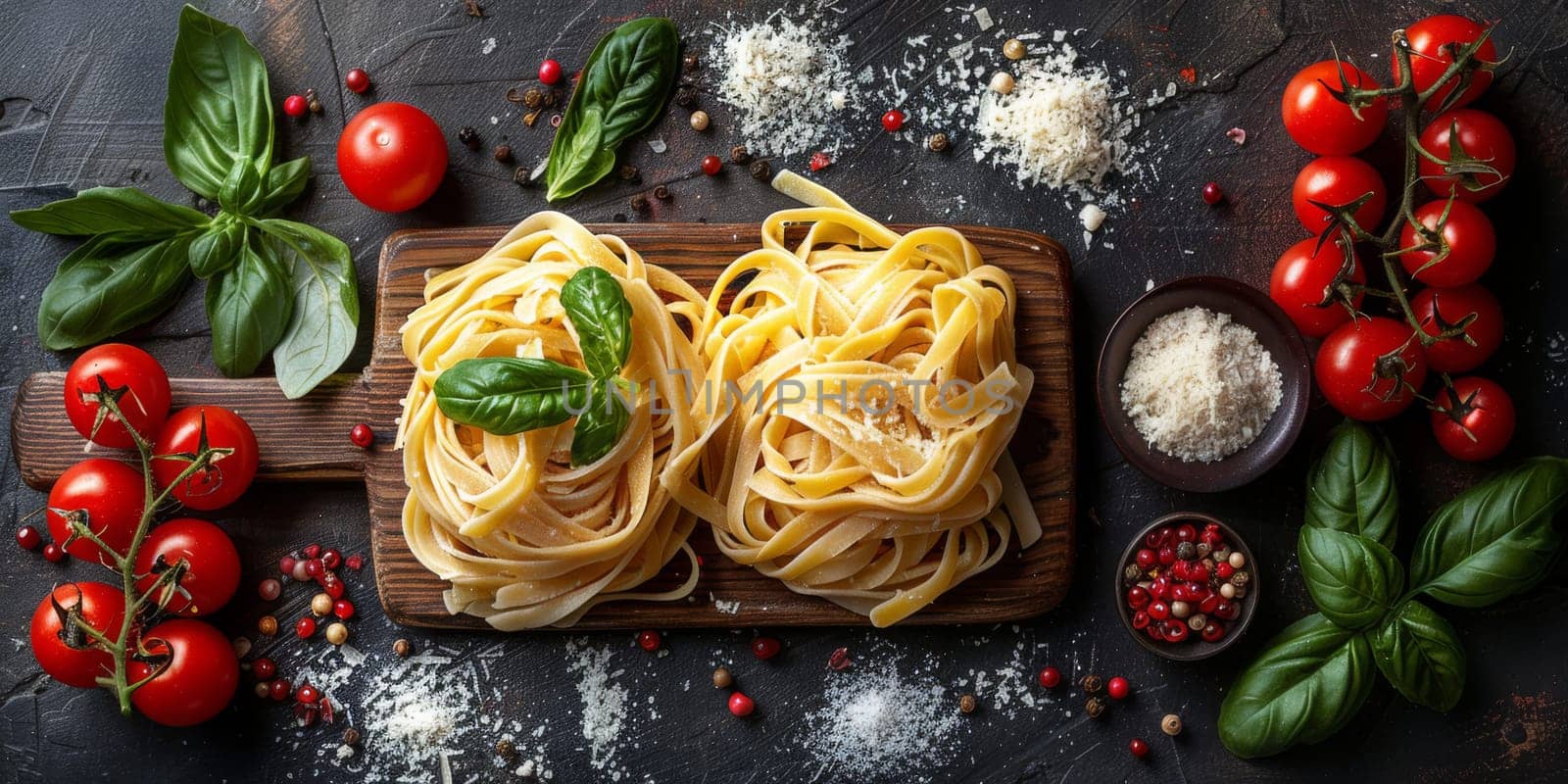 Classic Pasta on kitchen background. Diet and food concept. by Benzoix