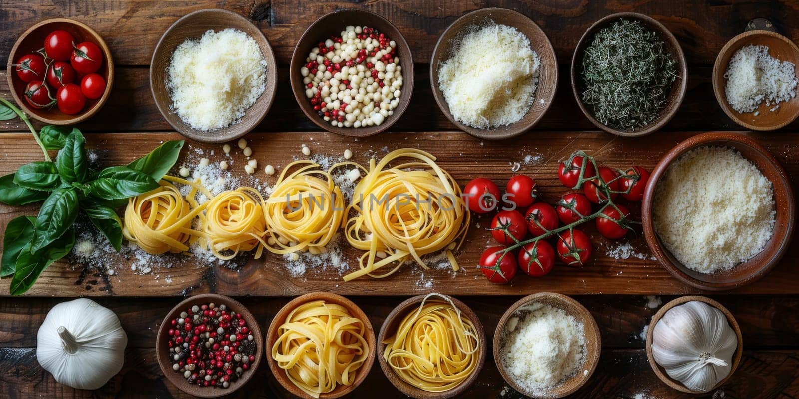 Classic Pasta on kitchen background. Diet and food concept