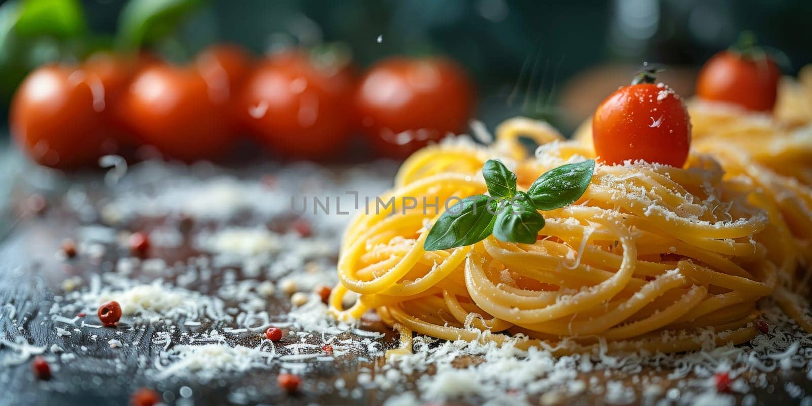 Classic Pasta on kitchen background. Diet and food concept