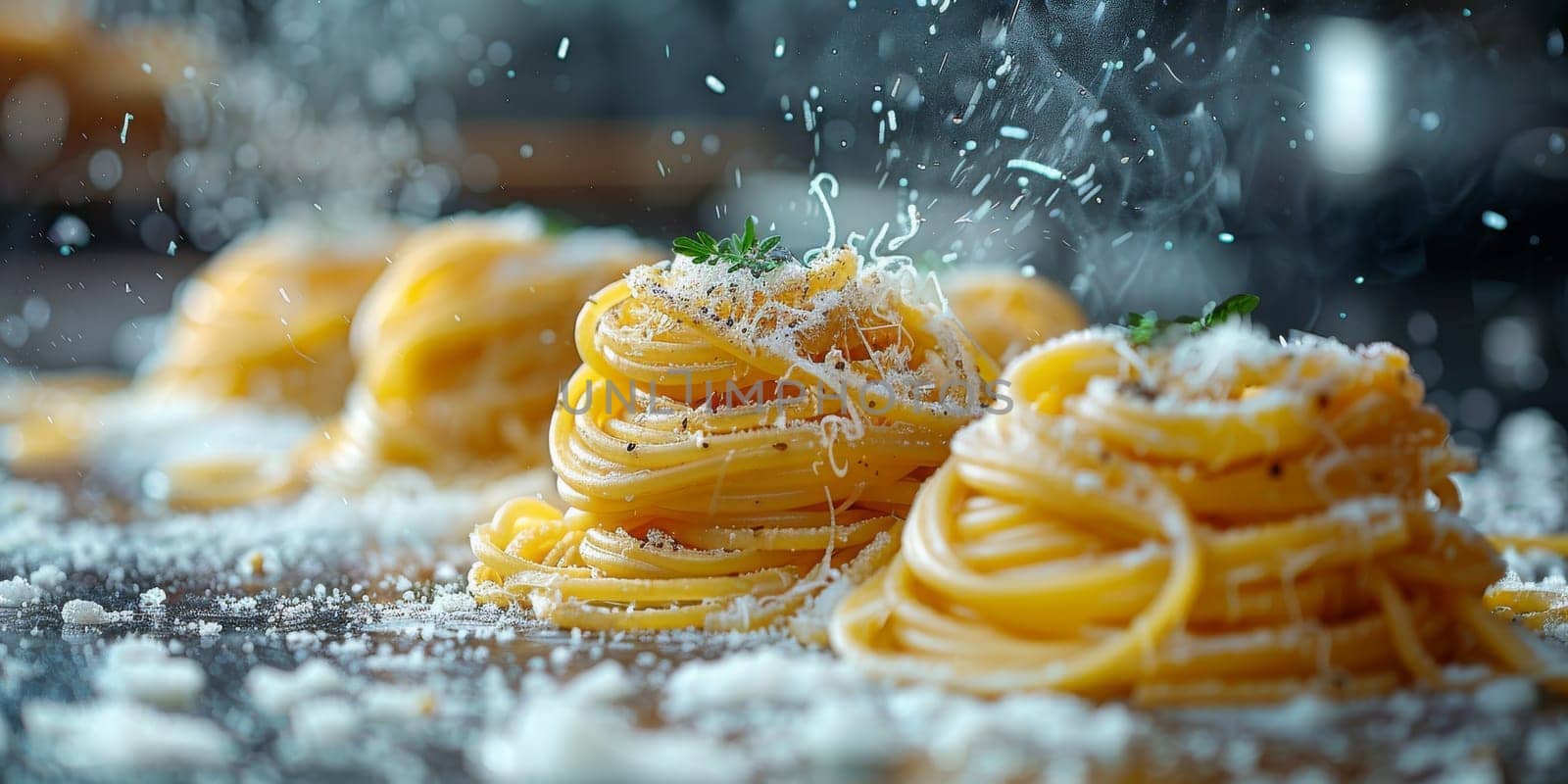 Classic Pasta on kitchen background. Diet and food concept