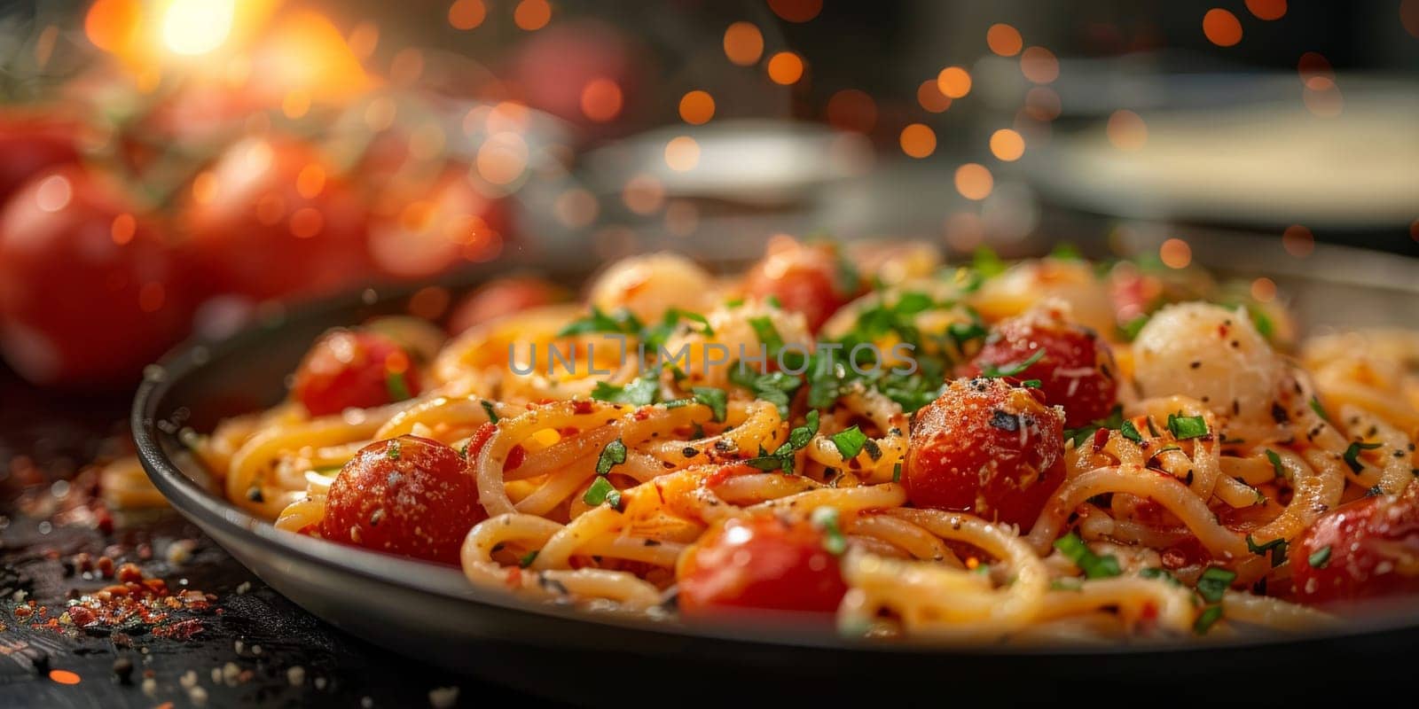 Classic Pasta on kitchen background. Diet and food concept