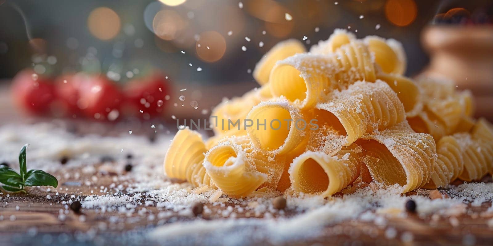 Classic Pasta on kitchen background. Diet and food concept. by Benzoix