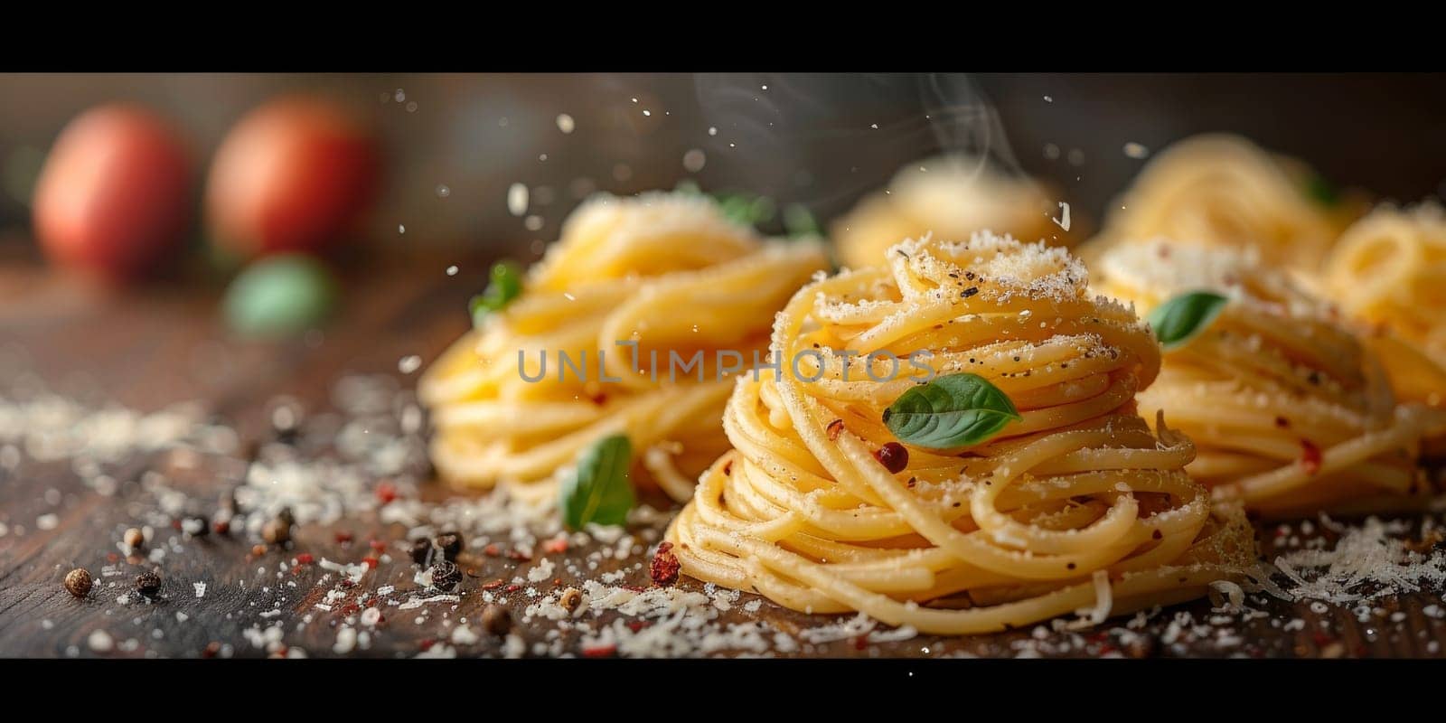 Classic Pasta on kitchen background. Diet and food concept. by Benzoix