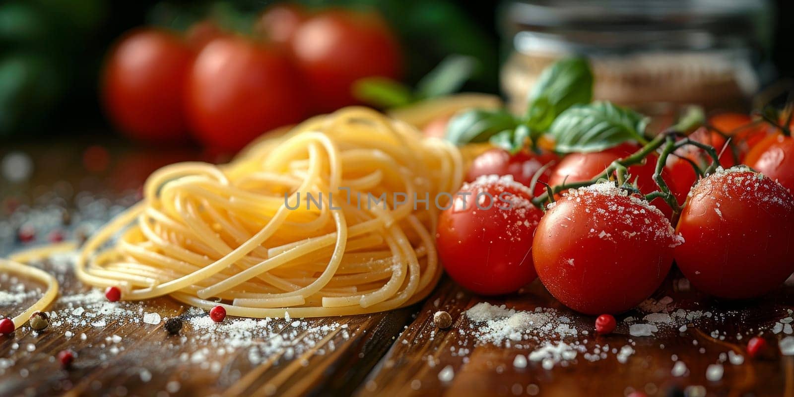 Classic Pasta on kitchen background. Diet and food concept