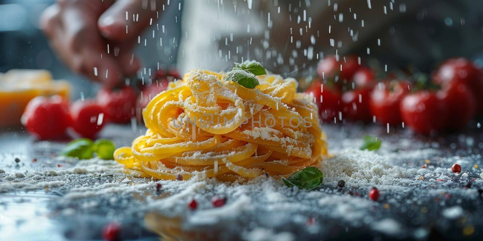 Classic Pasta on kitchen background. Diet and food concept. by Benzoix