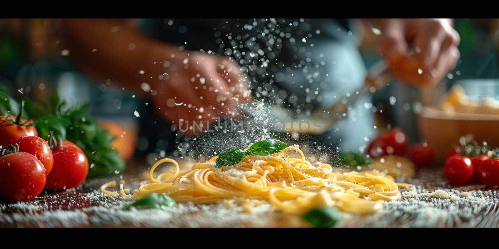 Classic Pasta on kitchen background. Diet and food concept. by Benzoix