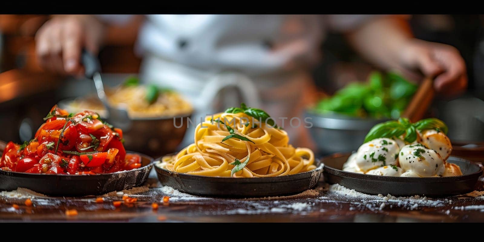 Classic Pasta on kitchen background. Diet and food concept. by Benzoix