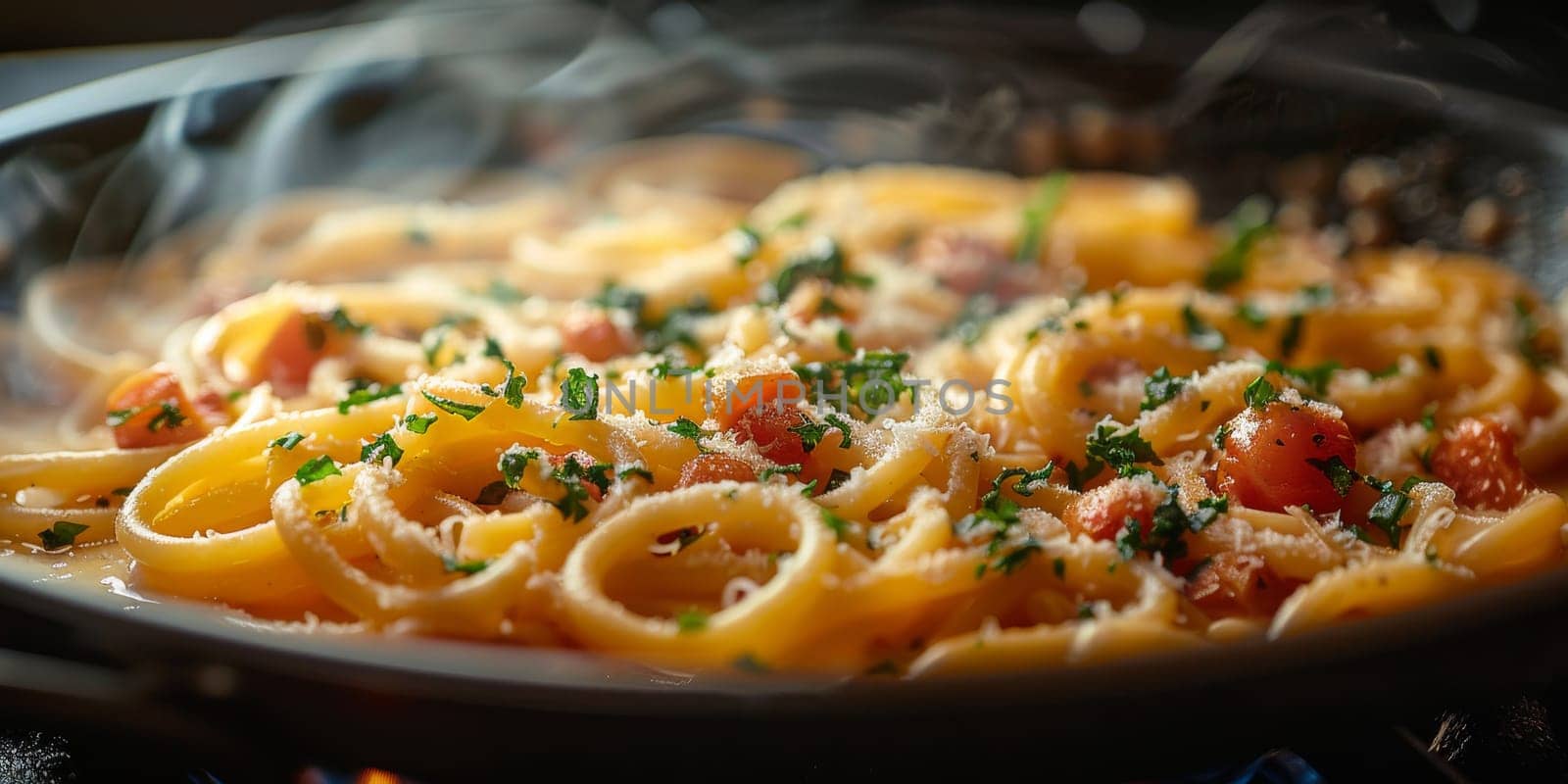 Classic Pasta on kitchen background. Diet and food concept