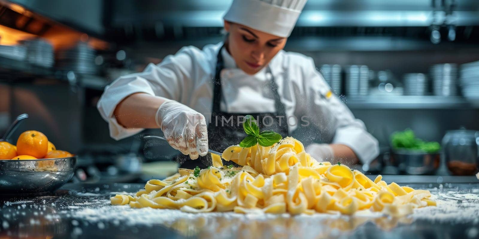 Classic Pasta on kitchen background. Diet and food concept. by Benzoix