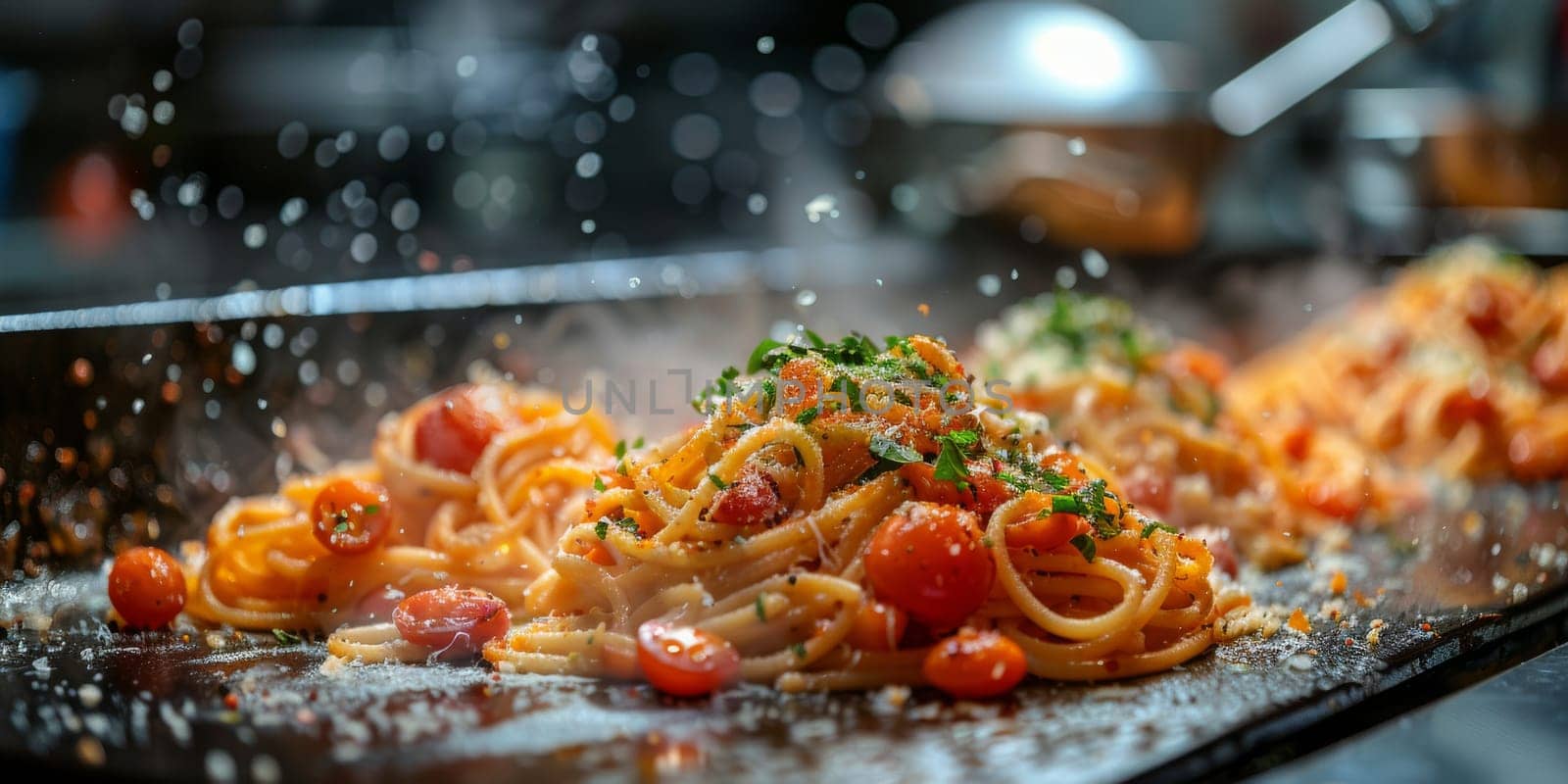 Classic Pasta on kitchen background. Diet and food concept