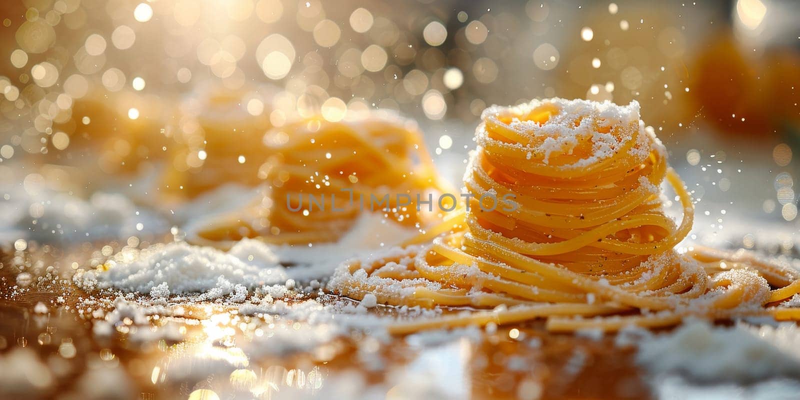 Classic Pasta on kitchen background. Diet and food concept