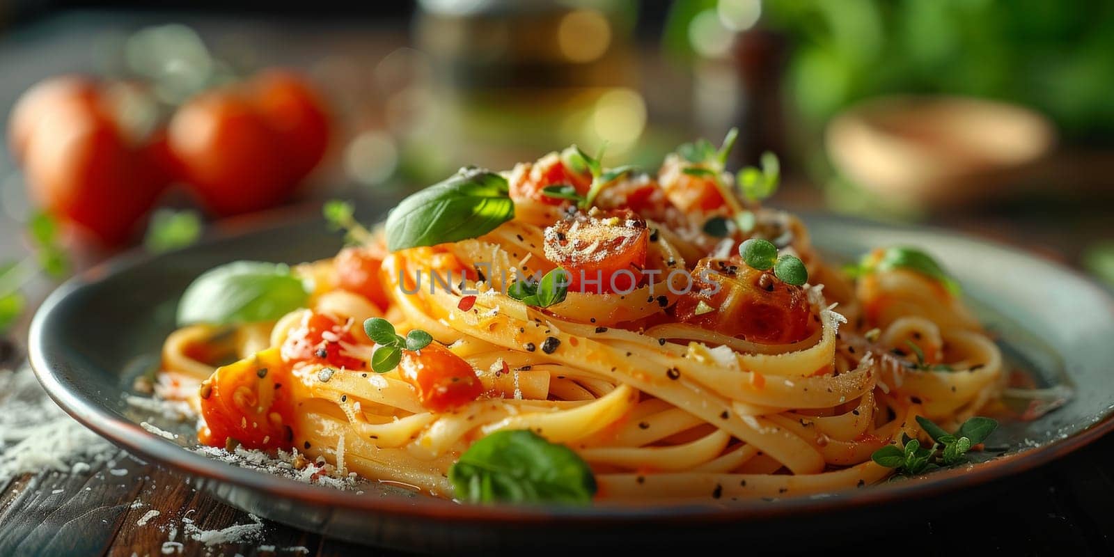 Classic Pasta on kitchen background. Diet and food concept. by Benzoix