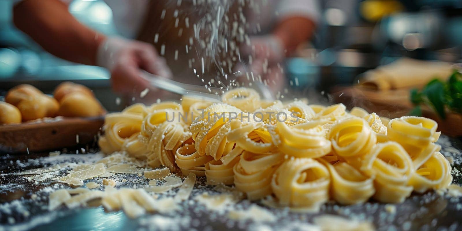 Classic Pasta on kitchen background. Diet and food concept. by Benzoix