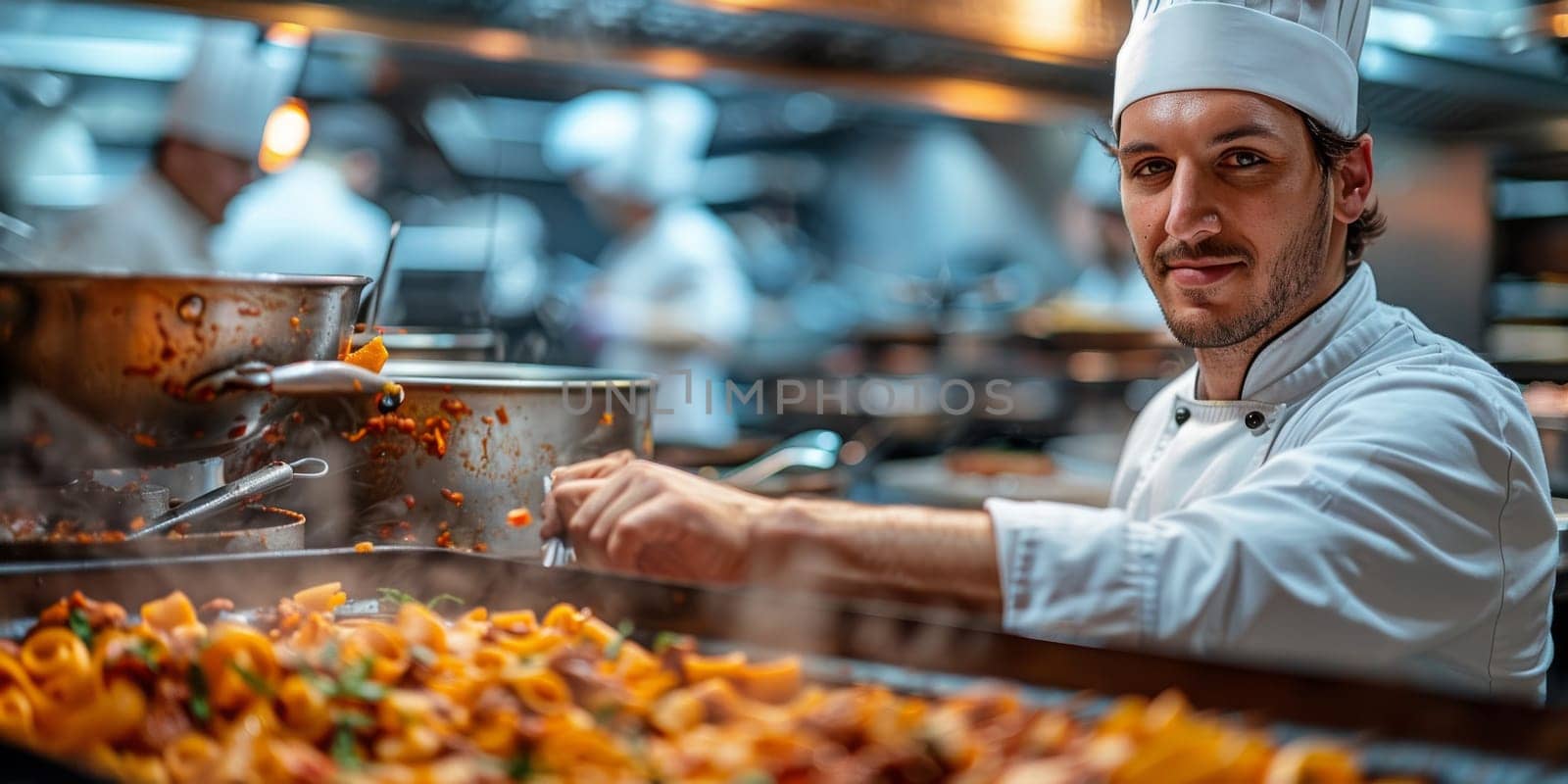 Classic Pasta on kitchen background. Diet and food concept