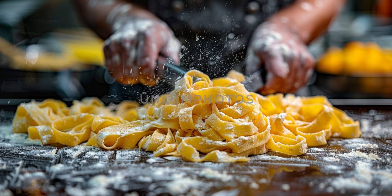 Classic Pasta on kitchen background. Diet and food concept. by Benzoix