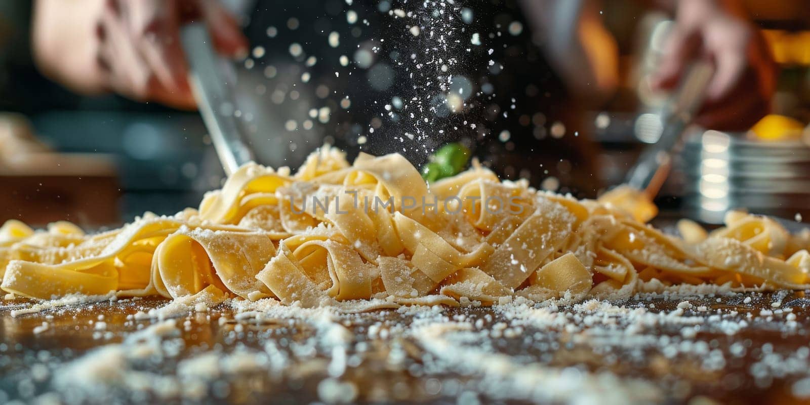 Classic Pasta on kitchen background. Diet and food concept