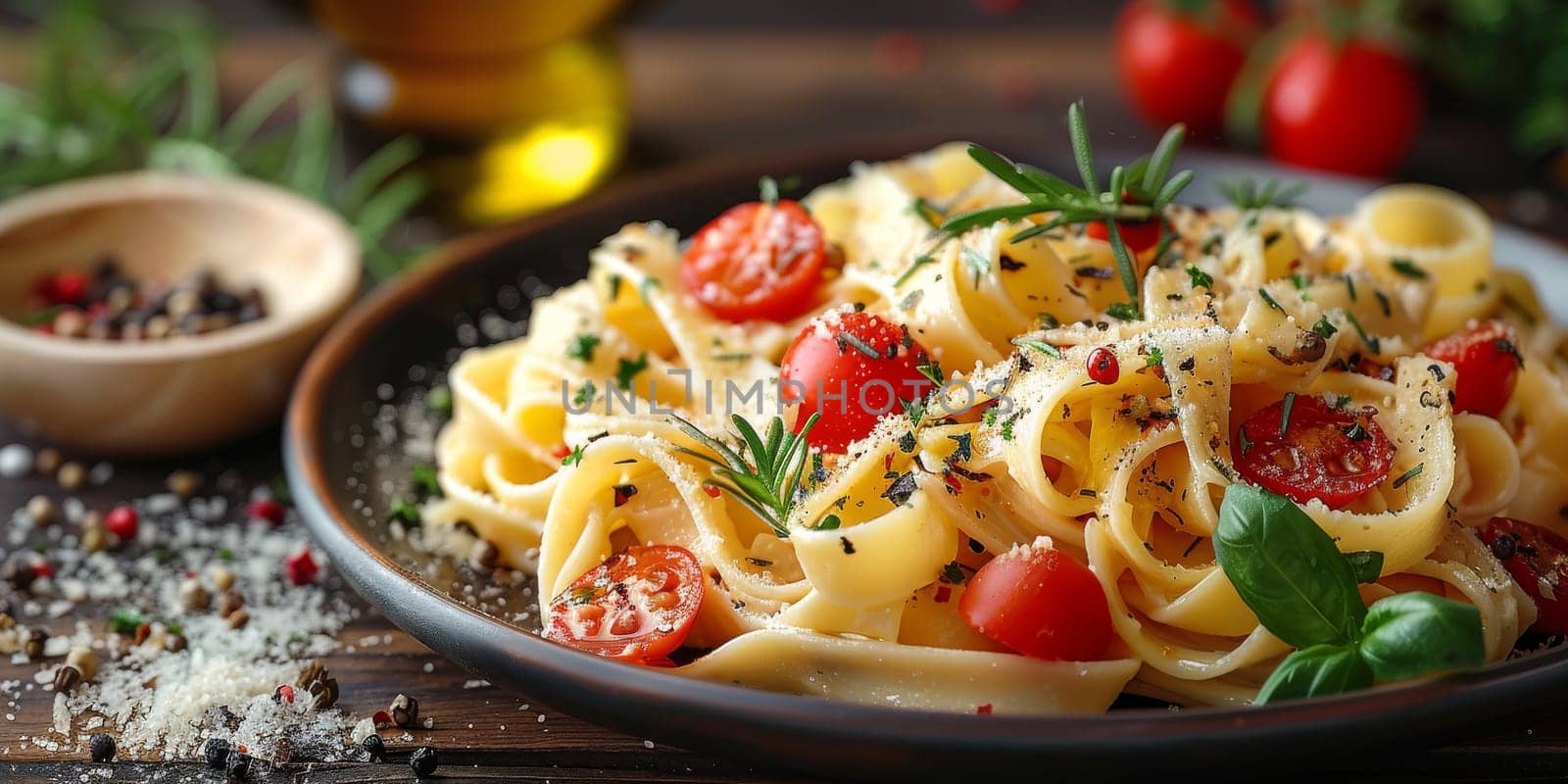 Classic Pasta on kitchen background. Diet and food concept. by Benzoix