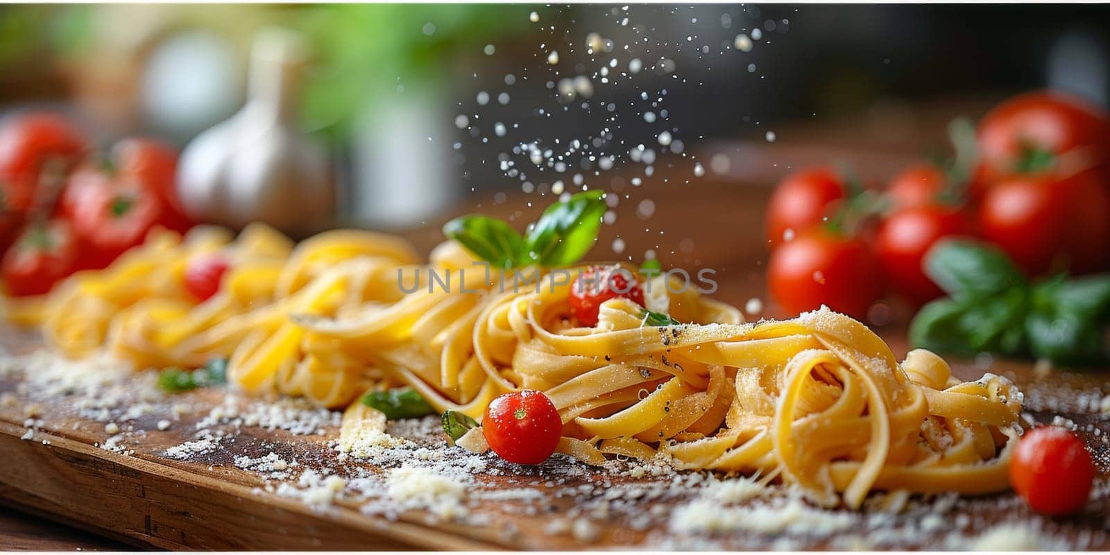 Classic Pasta on kitchen background. Diet and food concept