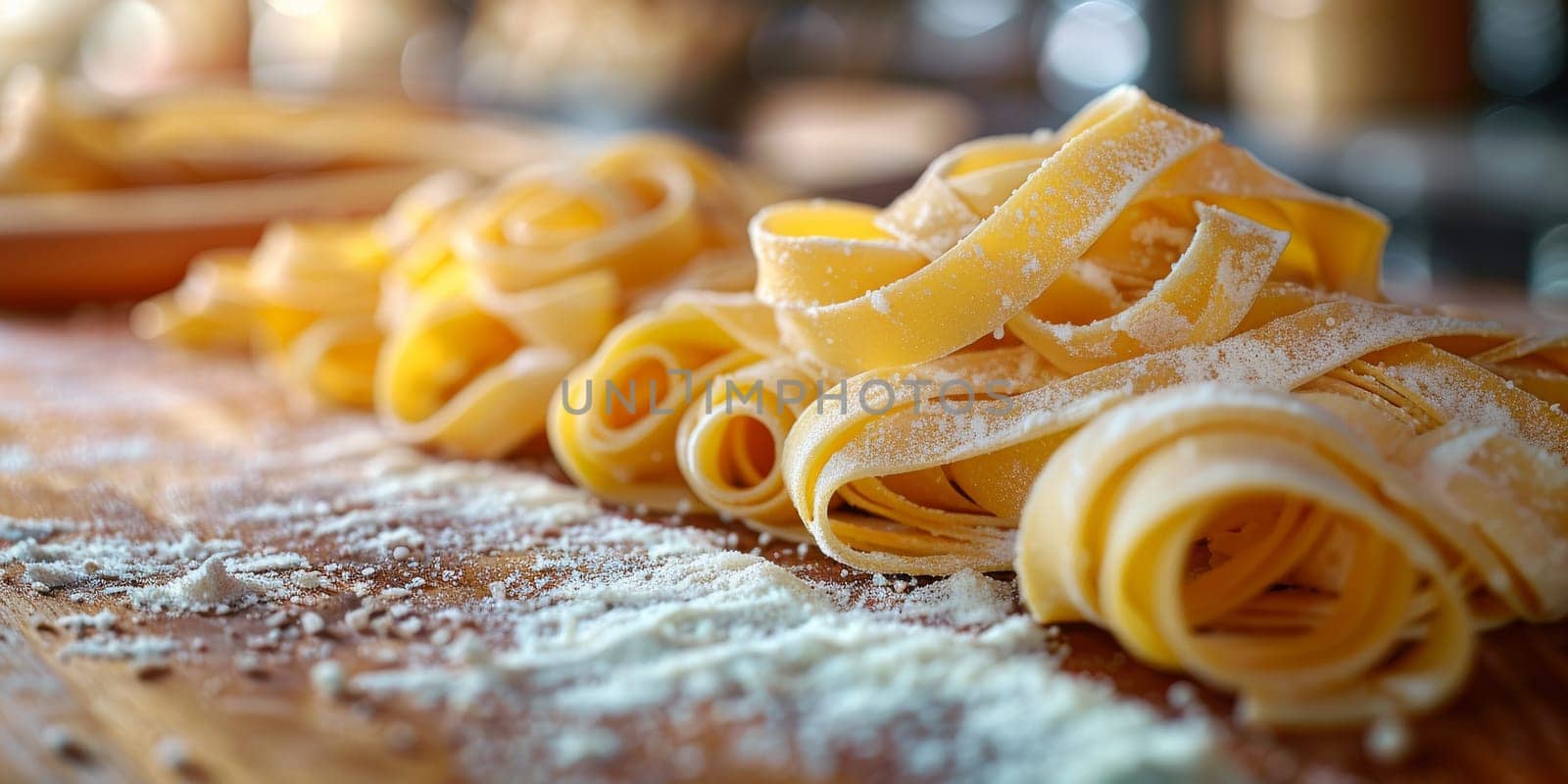 Classic Pasta on kitchen background. Diet and food concept. by Benzoix