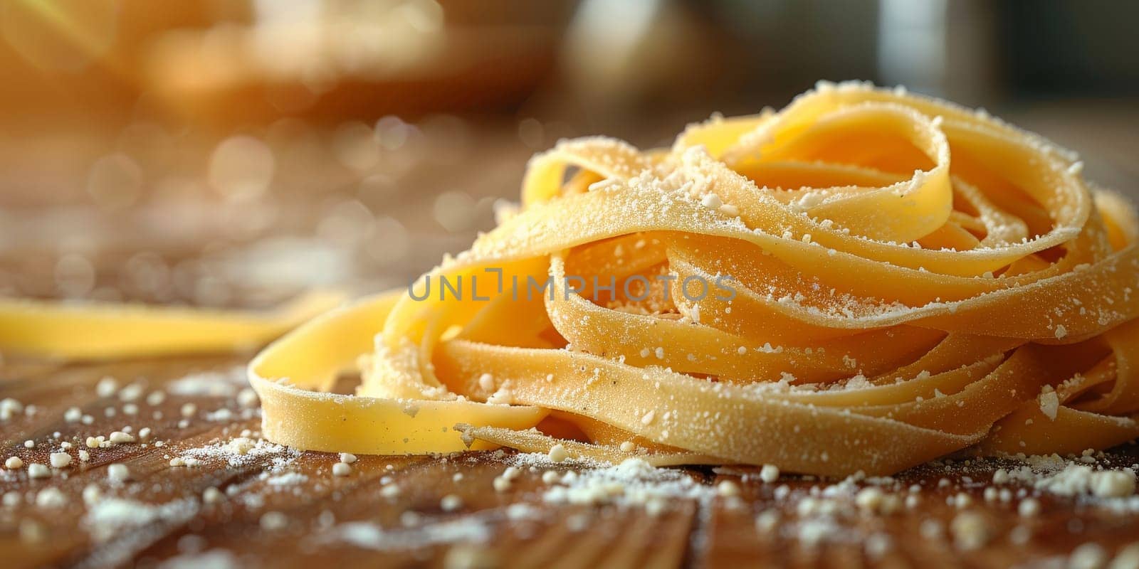 Classic Pasta on kitchen background. Diet and food concept