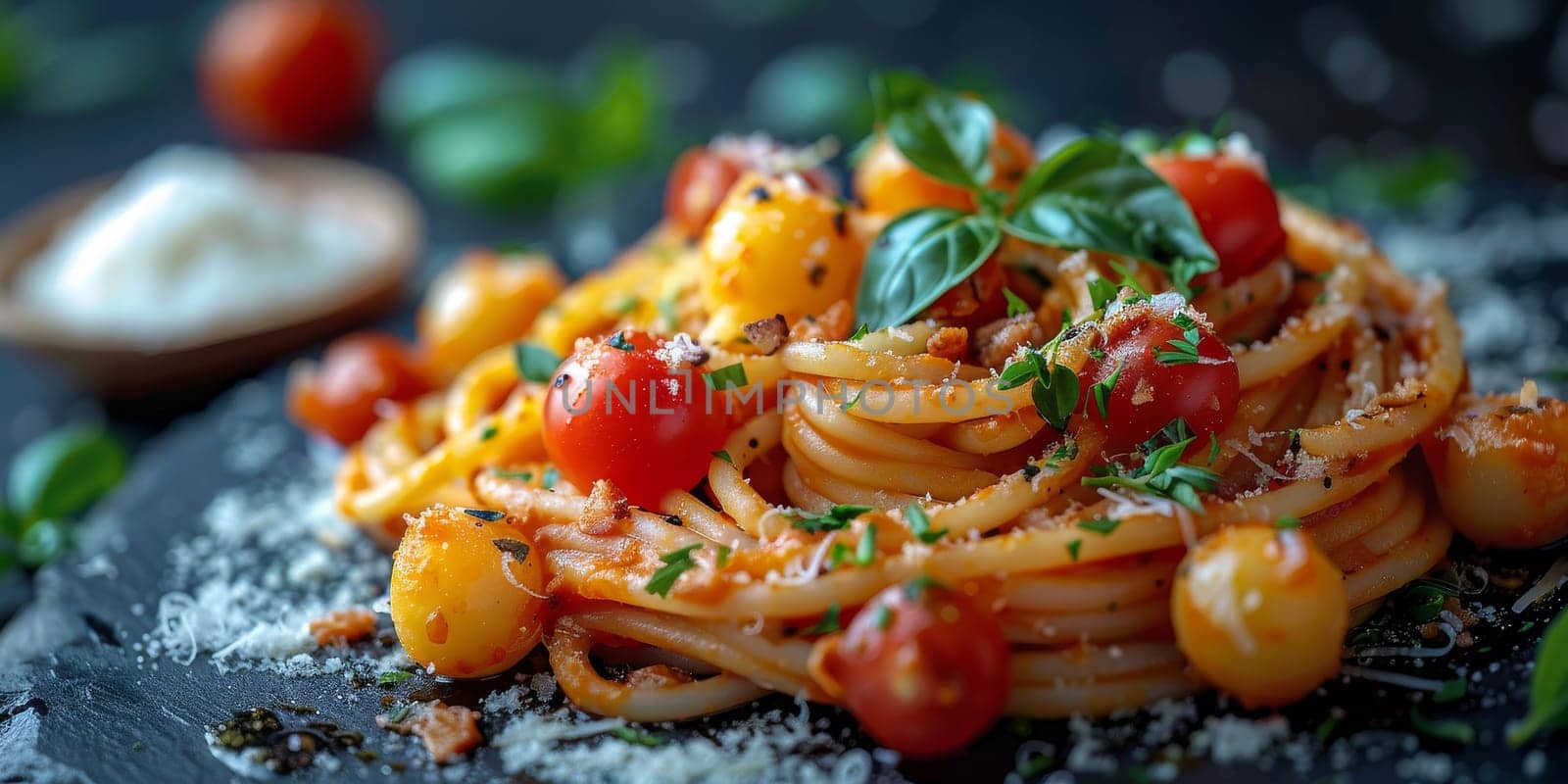 Classic Pasta on kitchen background. Diet and food concept