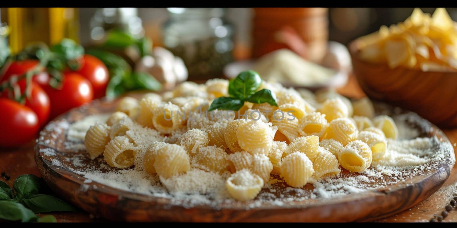 Classic Pasta on kitchen background. Diet and food concept