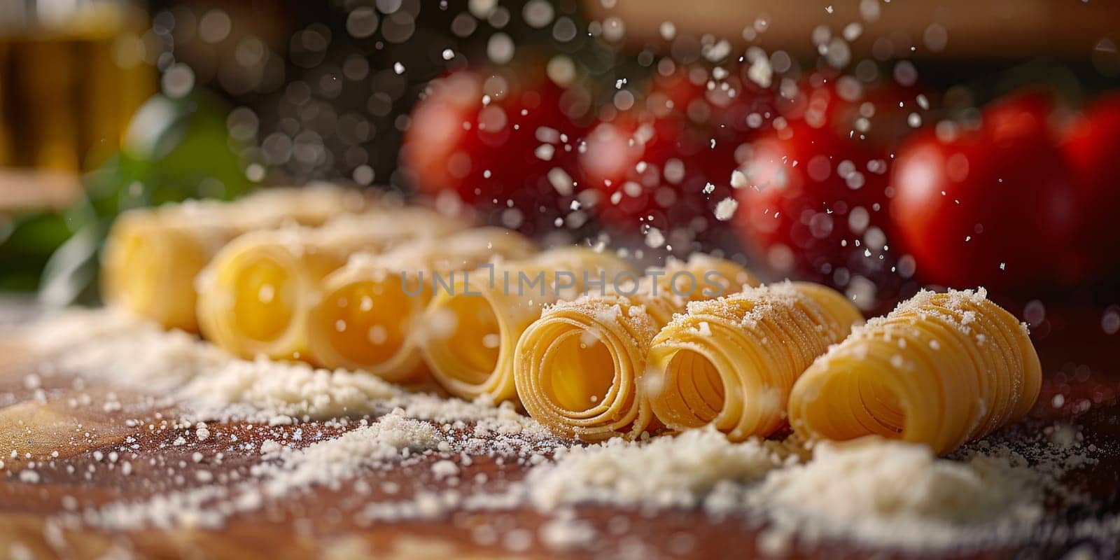 Classic Pasta on kitchen background. Diet and food concept