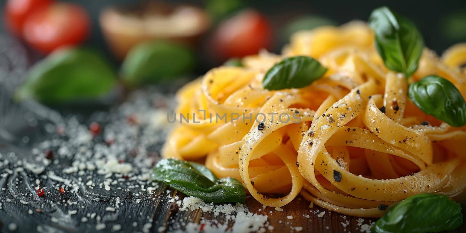 Classic Pasta on kitchen background. Diet and food concept