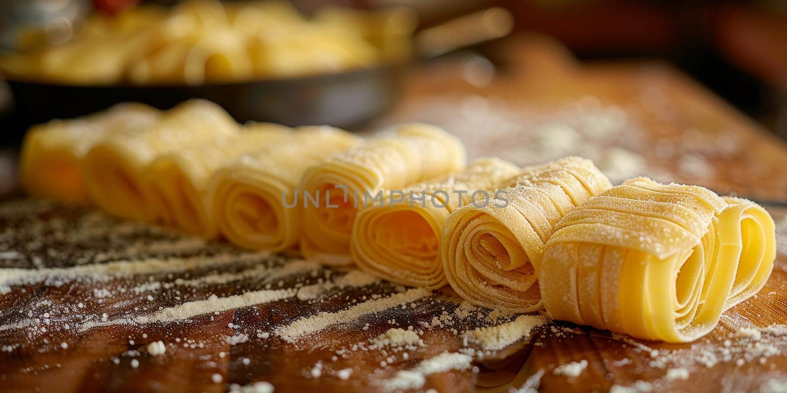 Classic Pasta on kitchen background. Diet and food concept