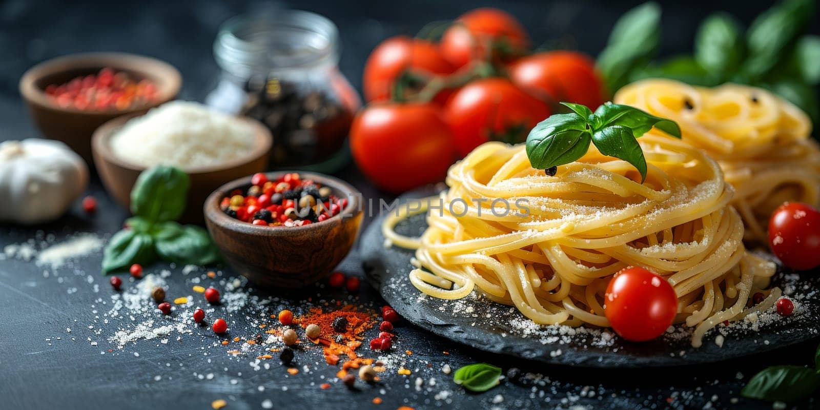 Classic Pasta on kitchen background. Diet and food concept. by Benzoix