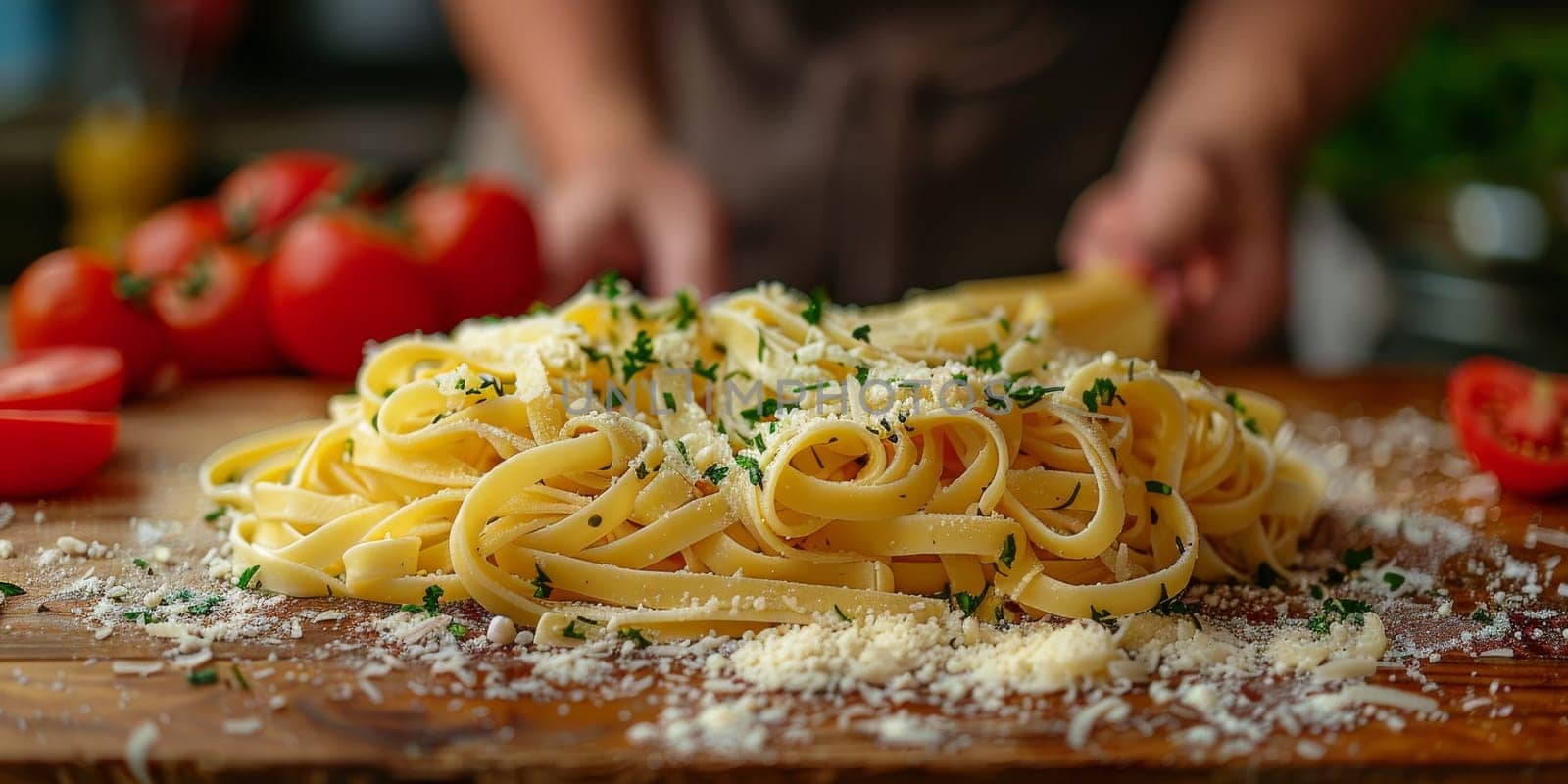 Classic Pasta on kitchen background. Diet and food concept. by Benzoix