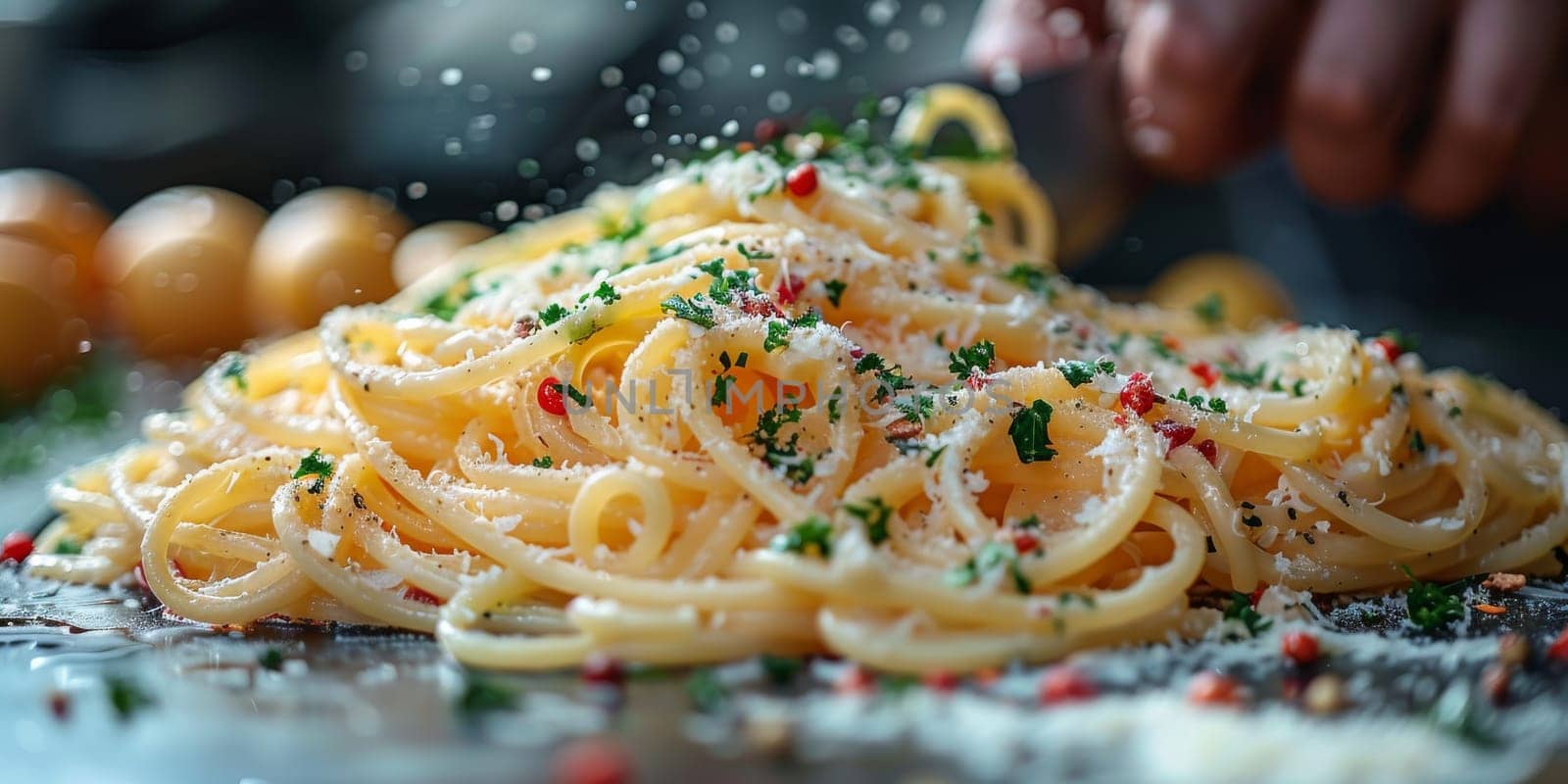 Classic Pasta on kitchen background. Diet and food concept. by Benzoix