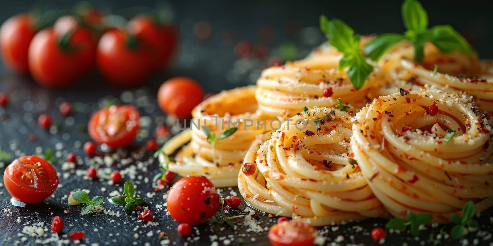 Classic Pasta on kitchen background. Diet and food concept