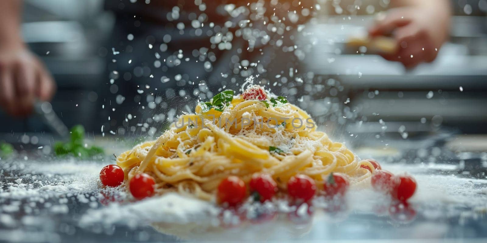 Classic Pasta on kitchen background. Diet and food concept. by Benzoix