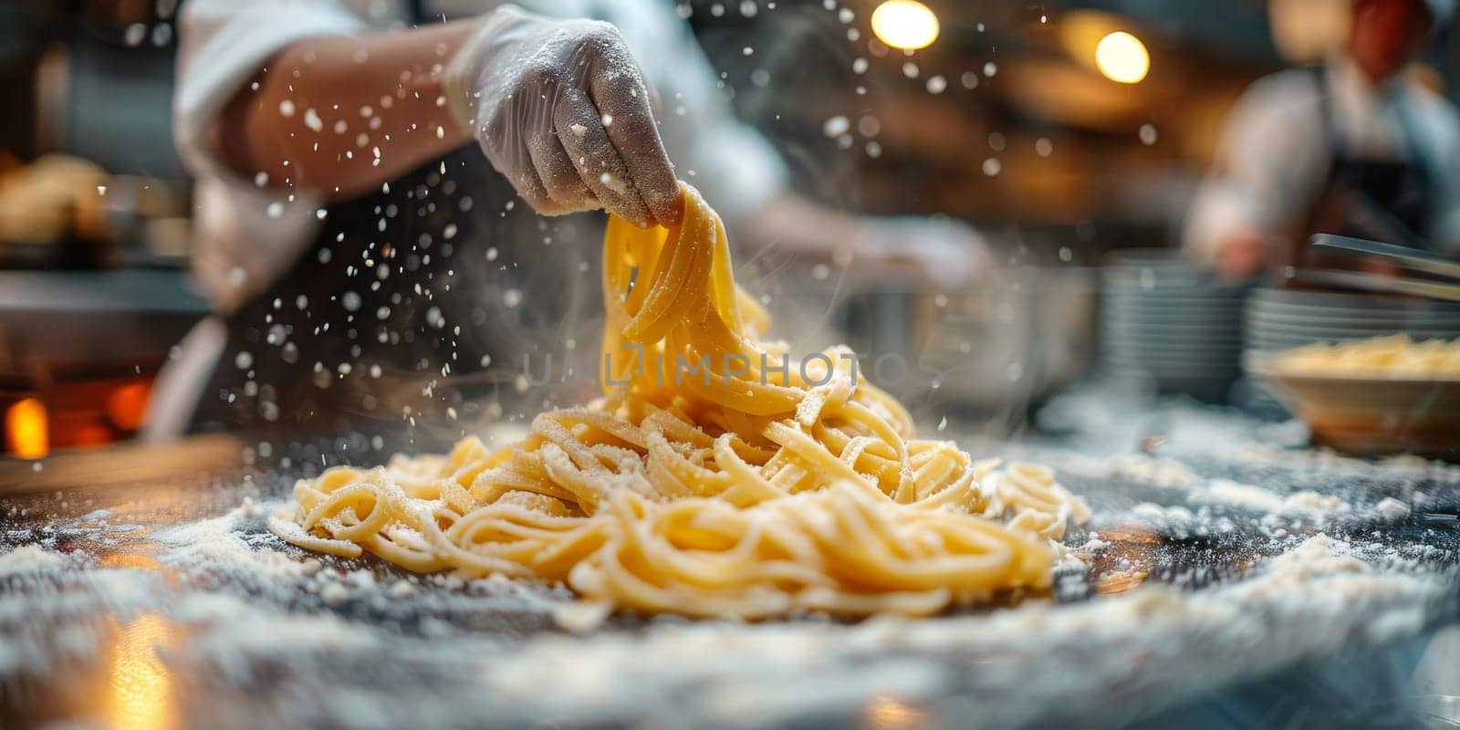 Classic Pasta on kitchen background. Diet and food concept