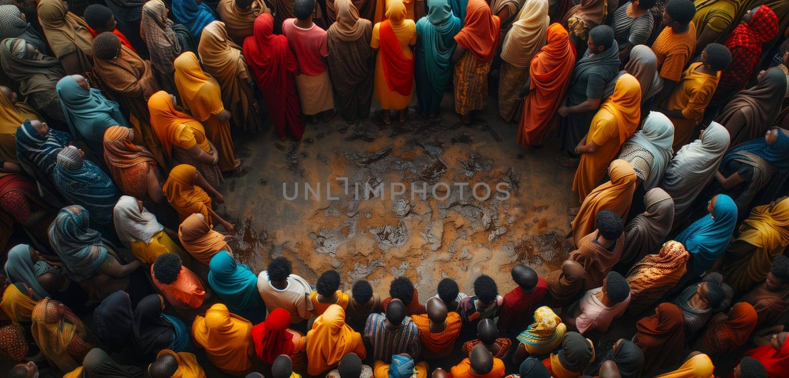 A crowd of people gathers in a circle for a fan event, sharing in the entertainment and art at a public competition event. The audience is engaged in this pilgrimage of sharing and enjoyment