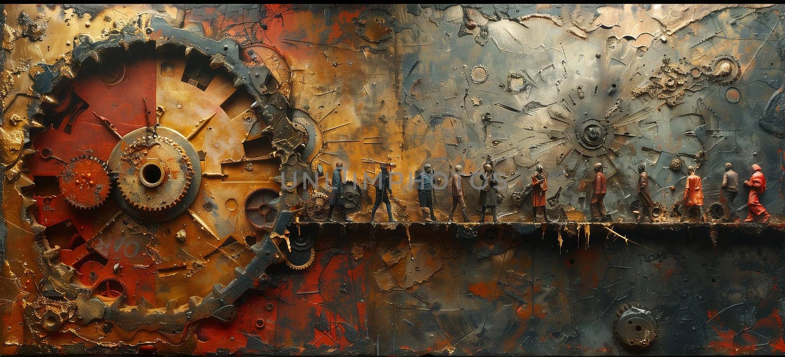 A detailed image of a rusty gear resting on a metallic surface, showcasing the beauty of corrosion and decay through an artful perspective