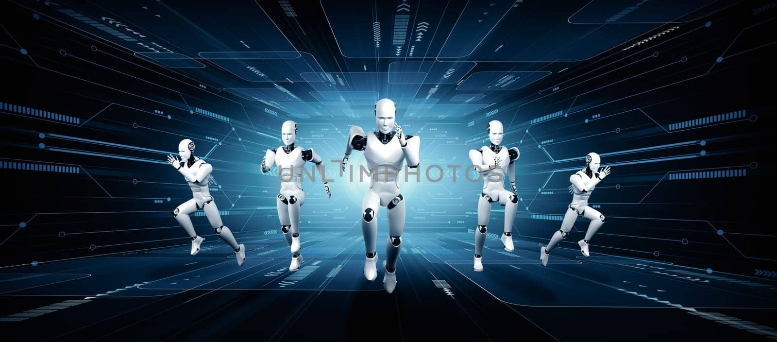 XAI Running robot humanoid showing fast movement and vital energy by biancoblue