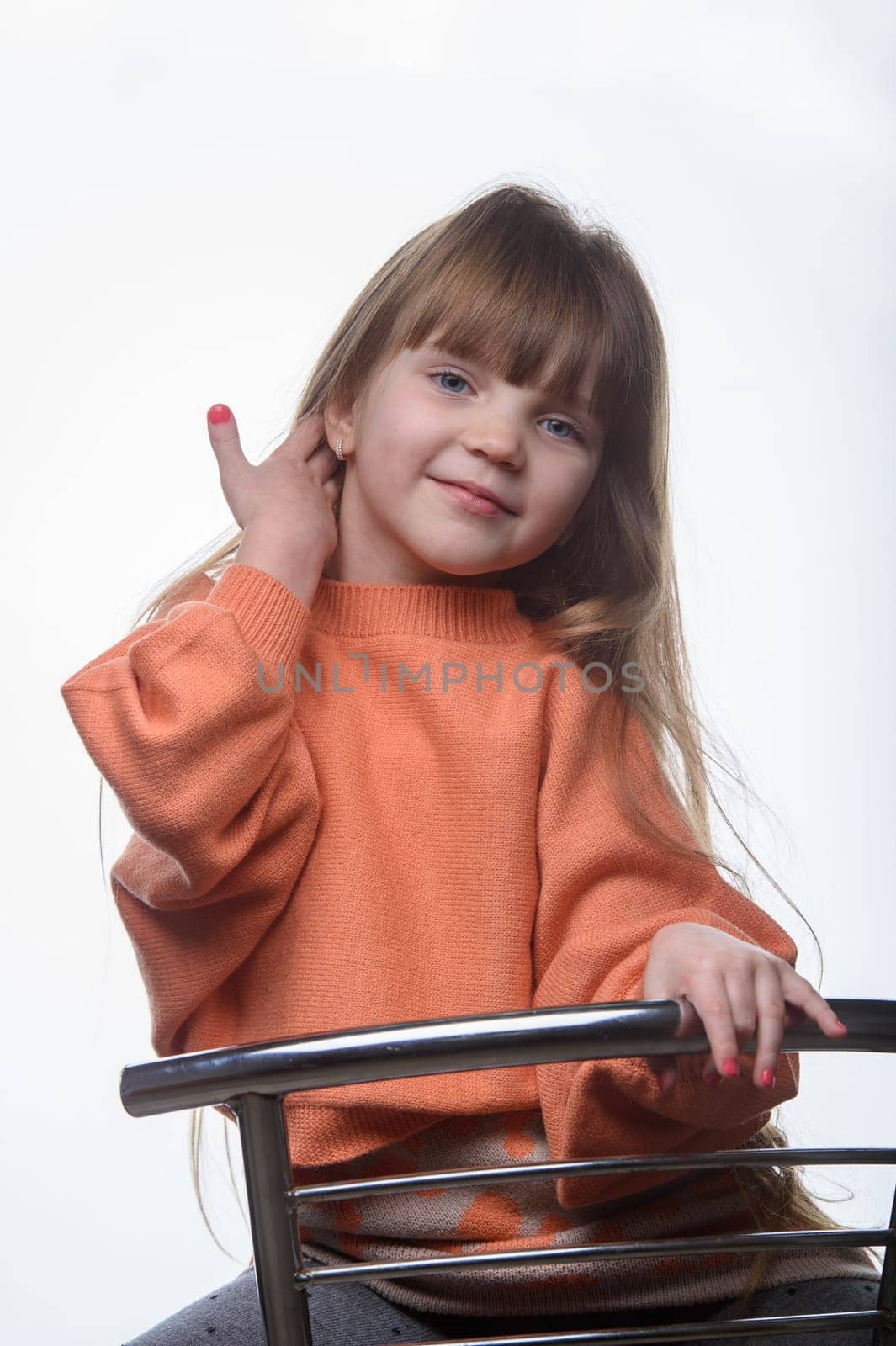 studio portrait of a charming little girl on a white background 2 by Mixa74