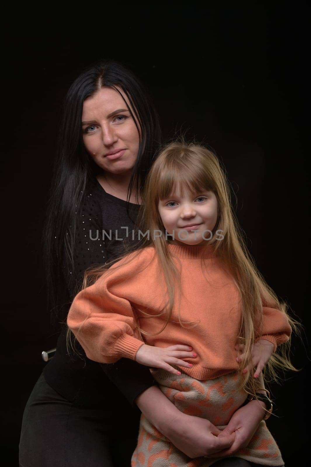 mother and daughter studio portrait happy family 5 by Mixa74