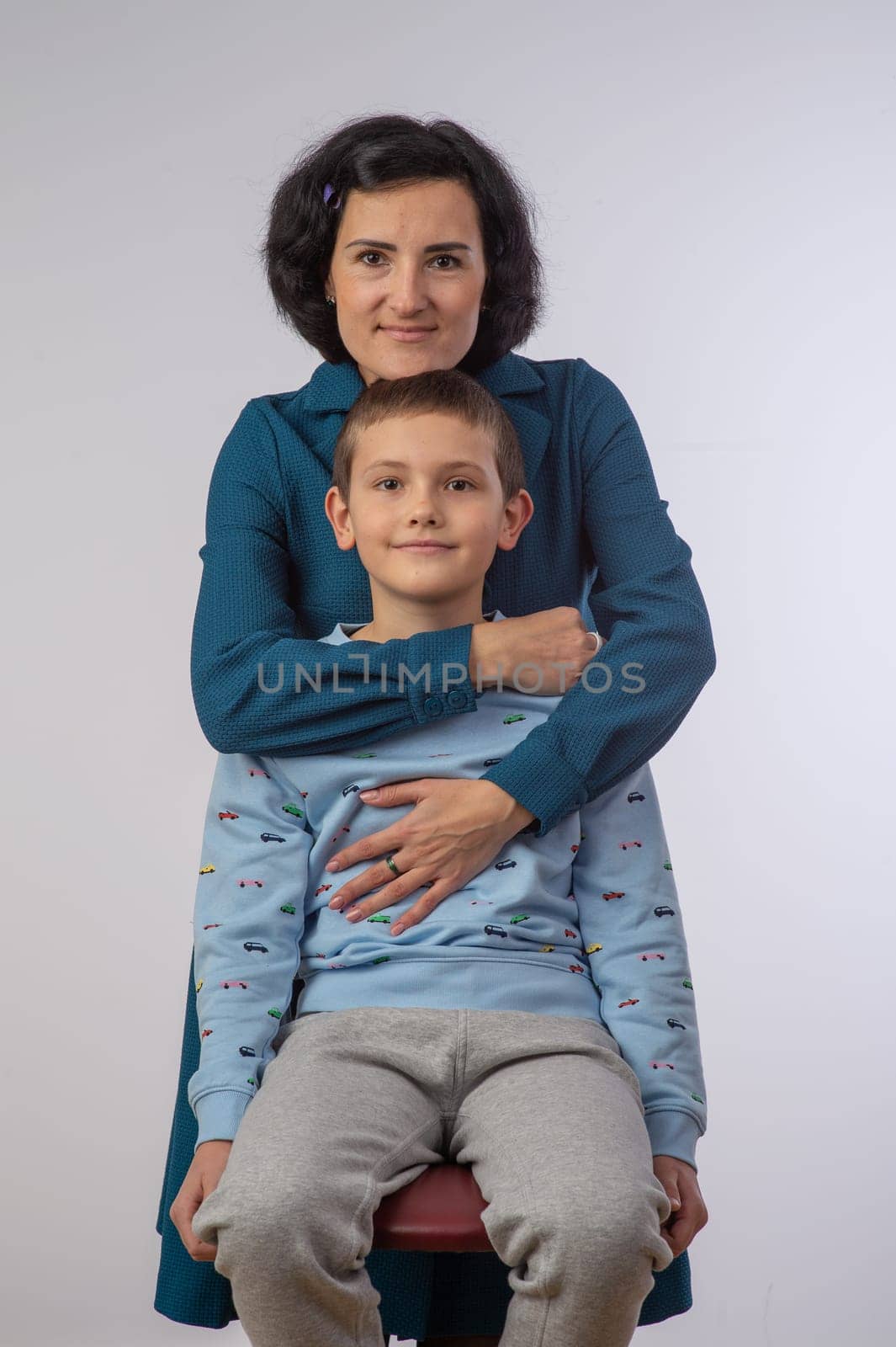 mother and son studio portrait happy family 1 by Mixa74