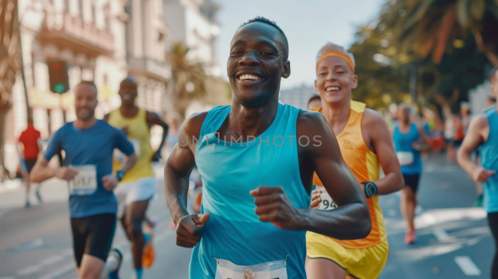 group of marathon runners, sport and activity background or banner poster.