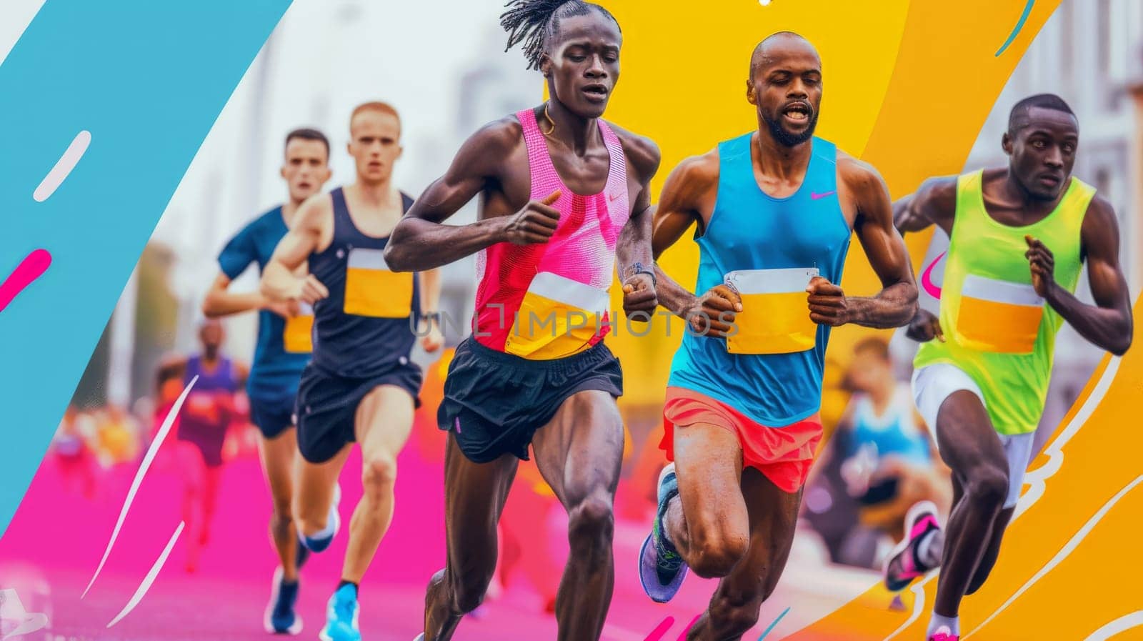 group of marathon runners, sport and activity background or banner poster.