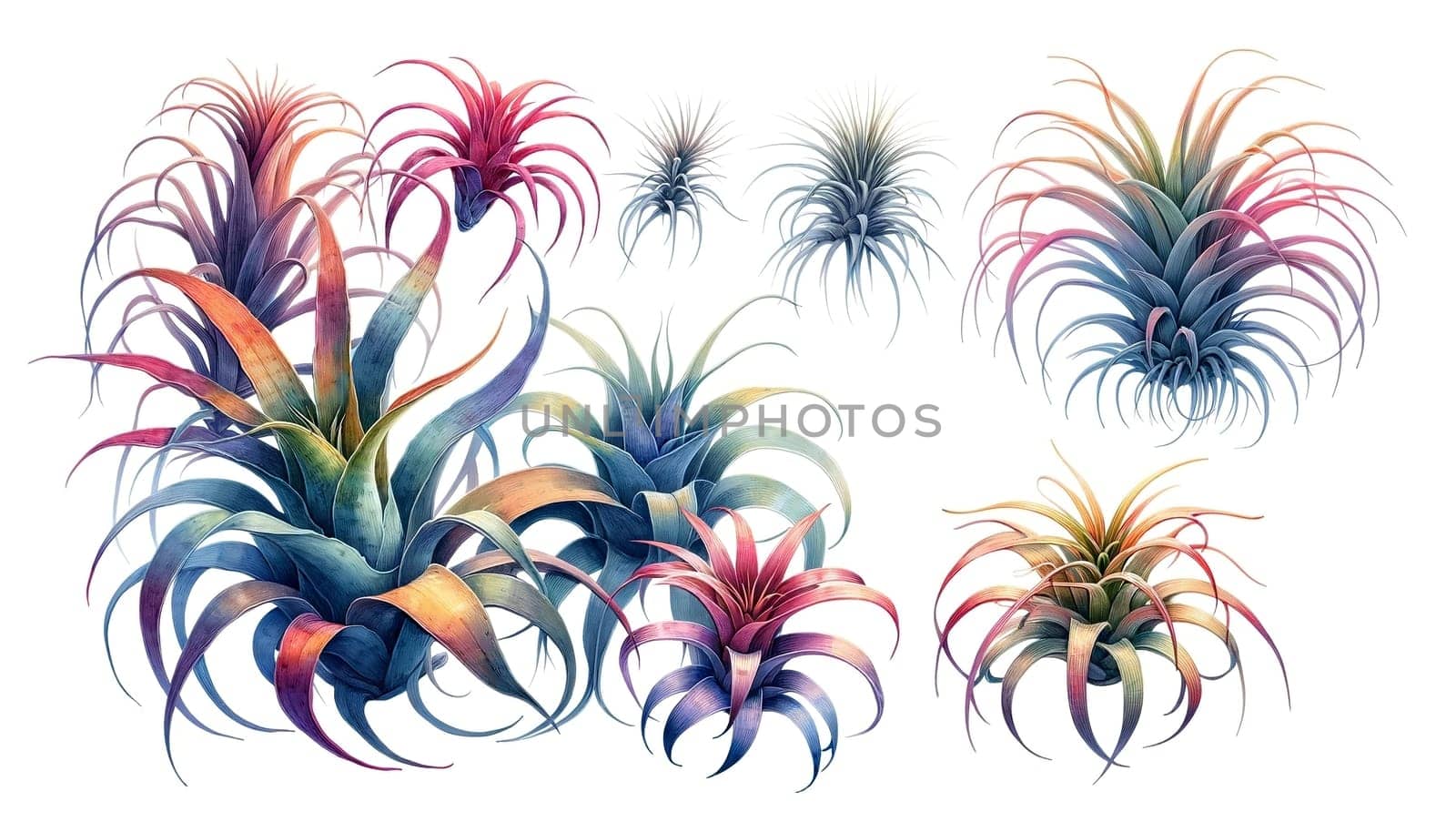 Isolated illustrations of Air Plants against White Background. High quality illustration