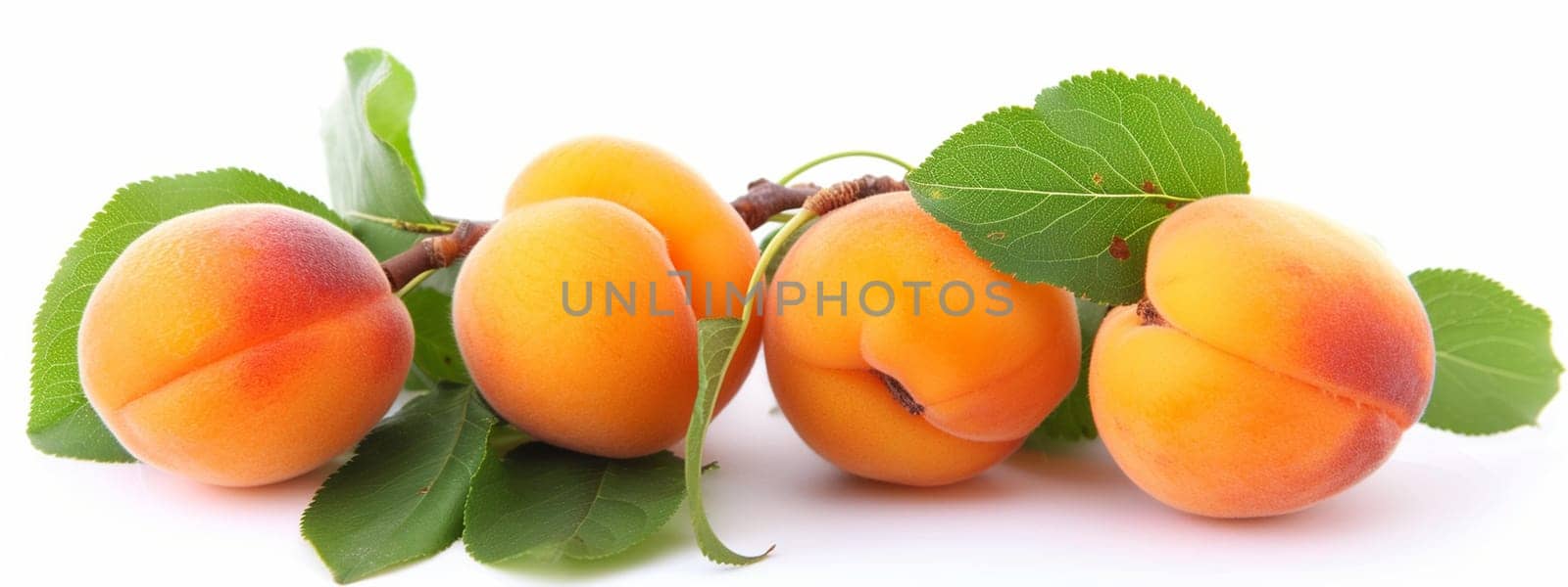 apricot on white background. selective focus. food Generative AI,