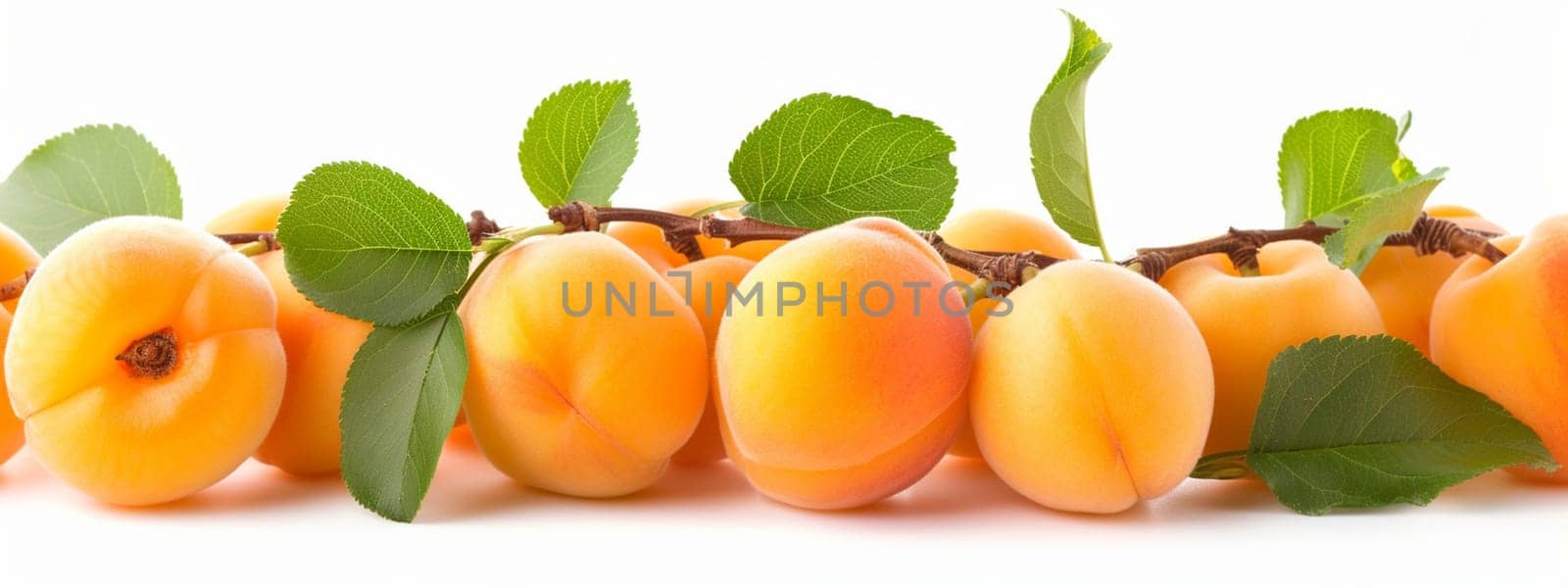 apricot on white background. selective focus. food Generative AI,