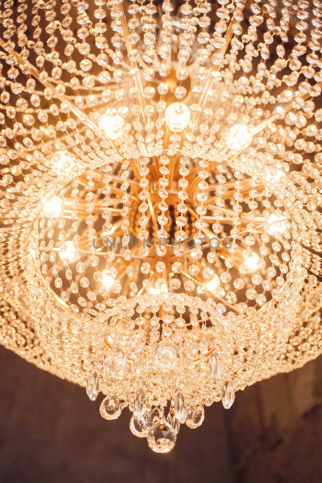 hanging bright chandelier with crystals